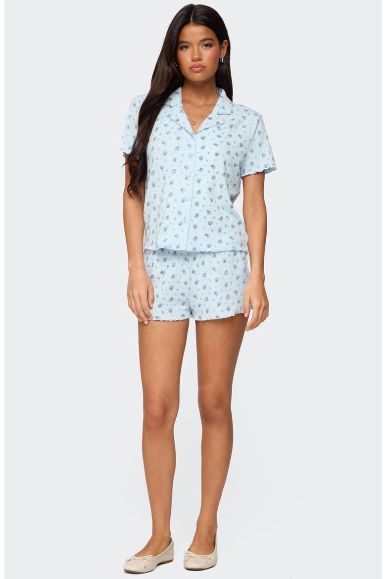 Camden Floral Pointelle Button-Up Shirt, Alternate, color, LIGHT-BLUE