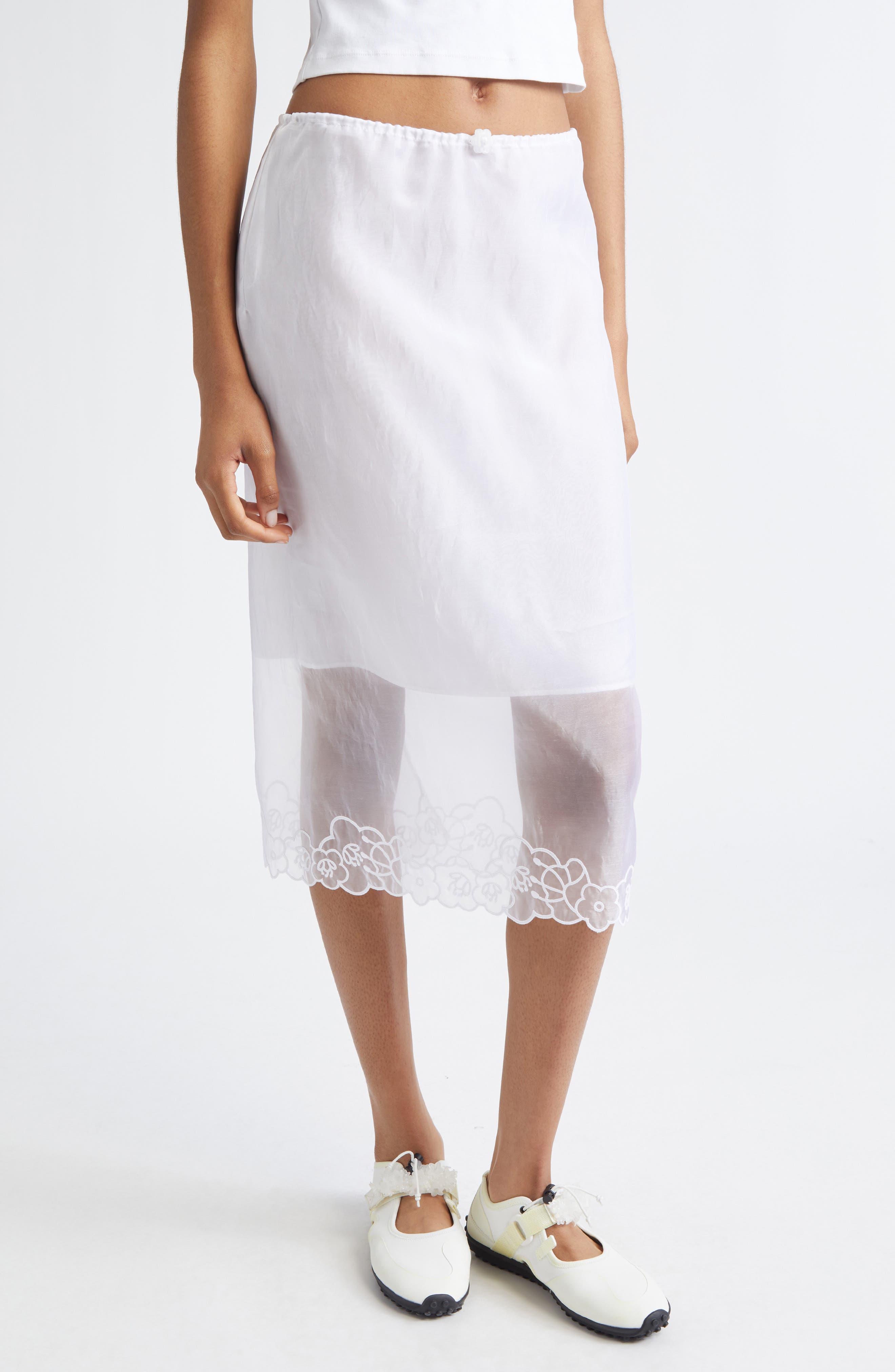 Cecilie Bahnsen Bria Liquid Myrtia Sheer Midi Skirt (Women