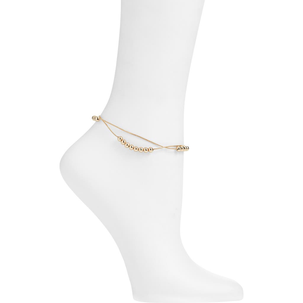 Open Edit Beaded Double Row Anklet In Gold