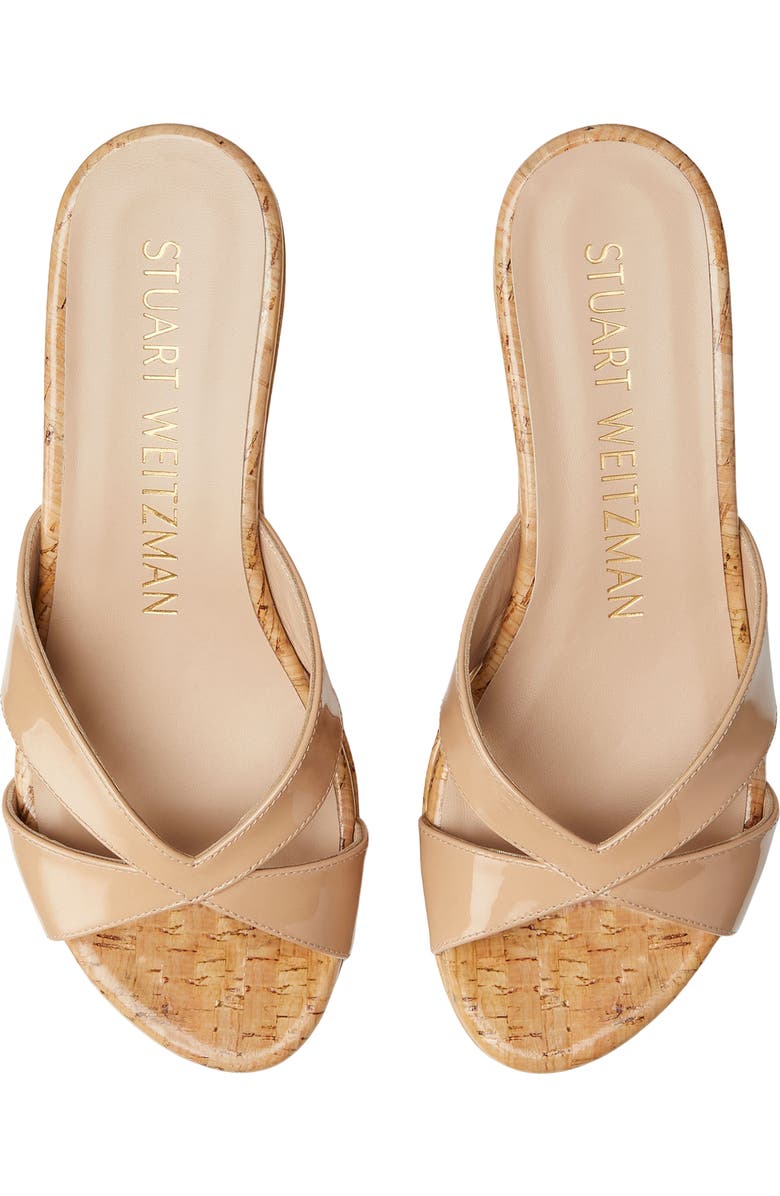 Stuart Weitzman Carmen Wedge Sandal, Alternate, color, Adobe