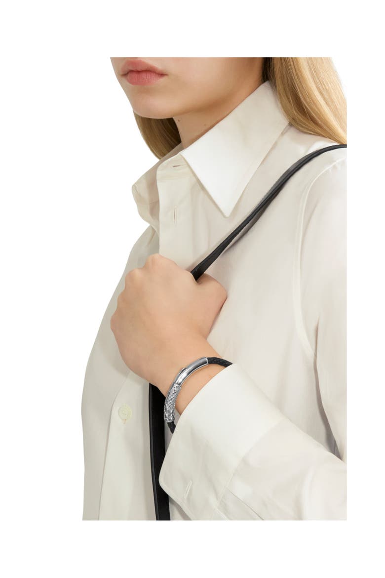 Leather Check Bracelet, Alternate, color, Silver/black