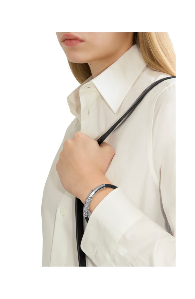 Burberry Leather Check Bracelet, Alternate, color, Silver/Black