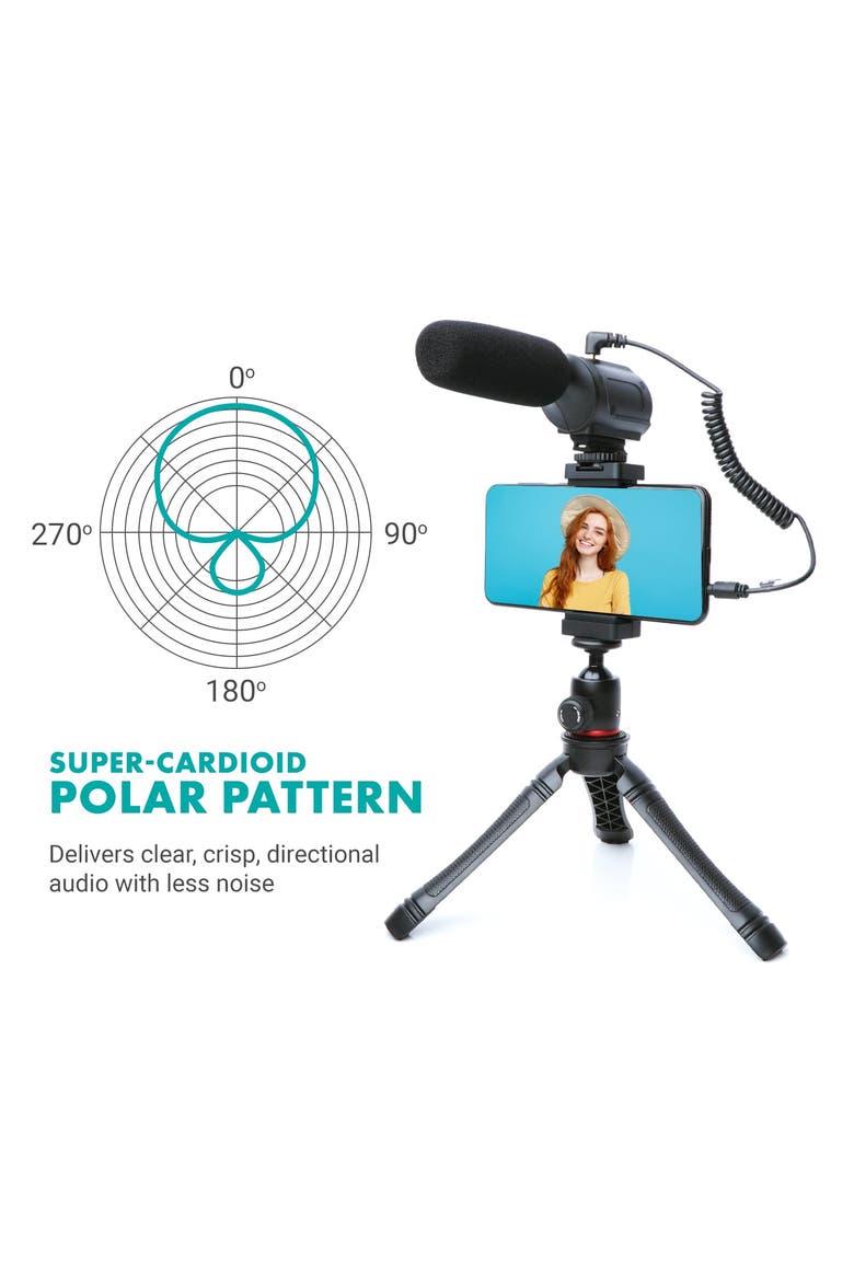 uVlogger Kit for Android with Light, Mic, Phone Mount, Tripod, Alternate, color, Black