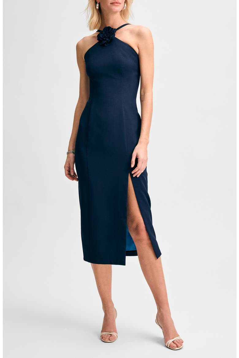 Rosette Cocktail Dress, Main, color, NAVY