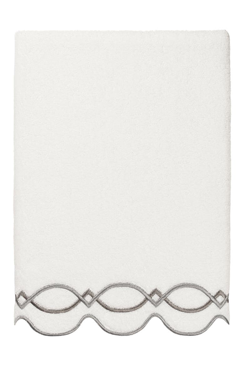 3-Piece Diamond Chain Embroidered Turkish Cotton Towel Set, Alternate, color, WHITE/ GRAY