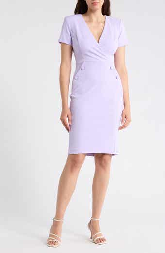 V-Neck Button Sheath Dress