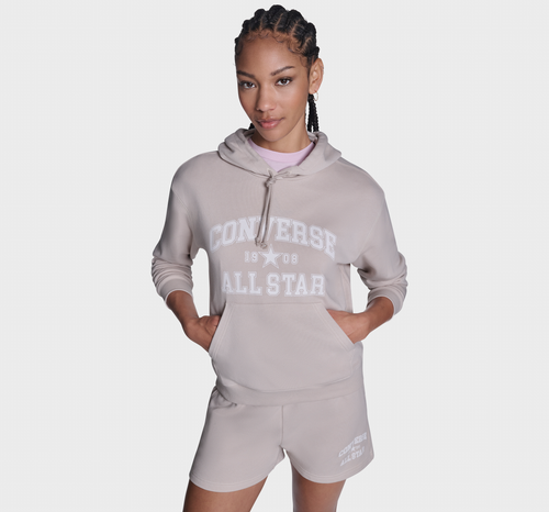 Converse All Star French Terry Pullover Hoodie In Pink