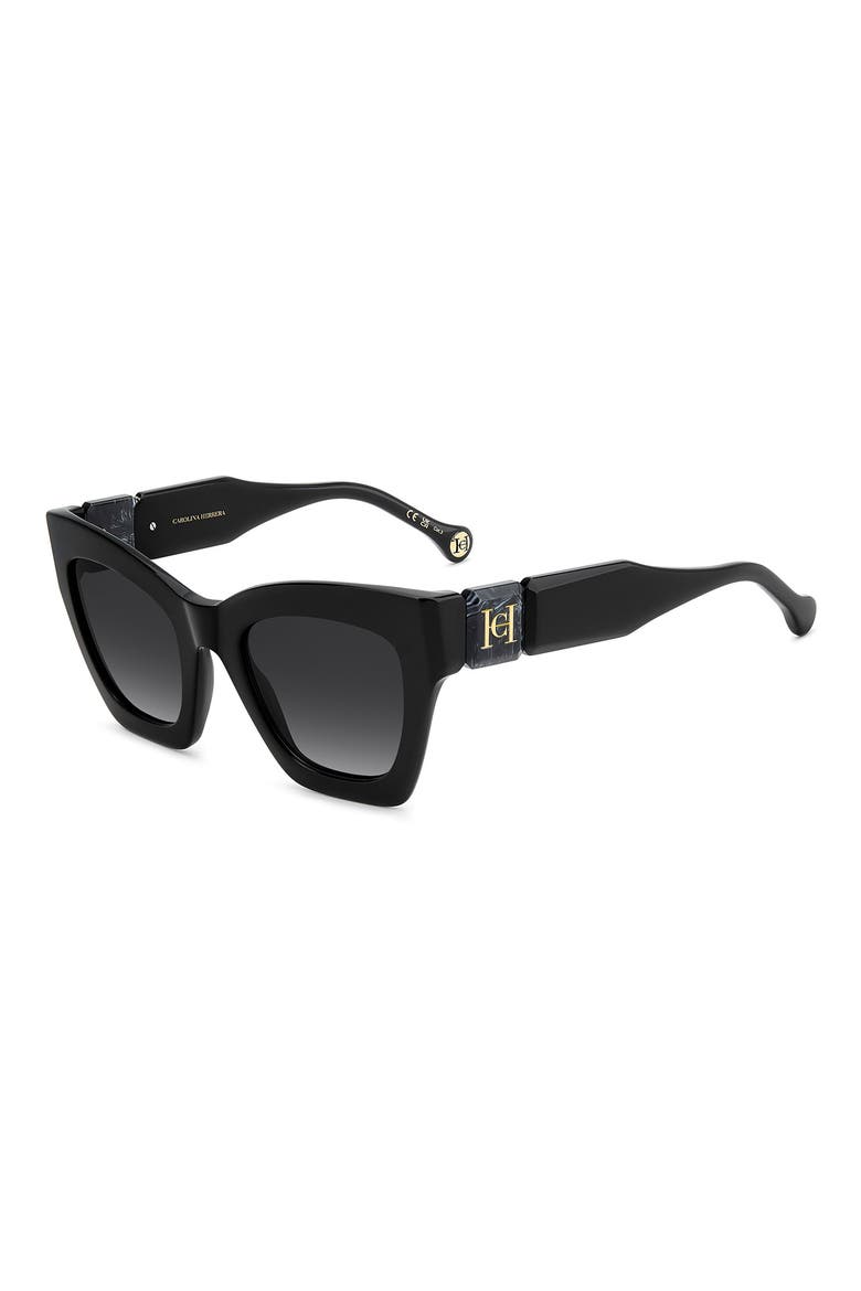 52mm Gradient Cat Eye Sunglasses, Alternate, color, BLACK/ DARK GREY SF