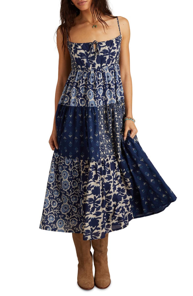 Lucky Brand Patchwork Mix Cotton Midi Sundress, Main, color, 