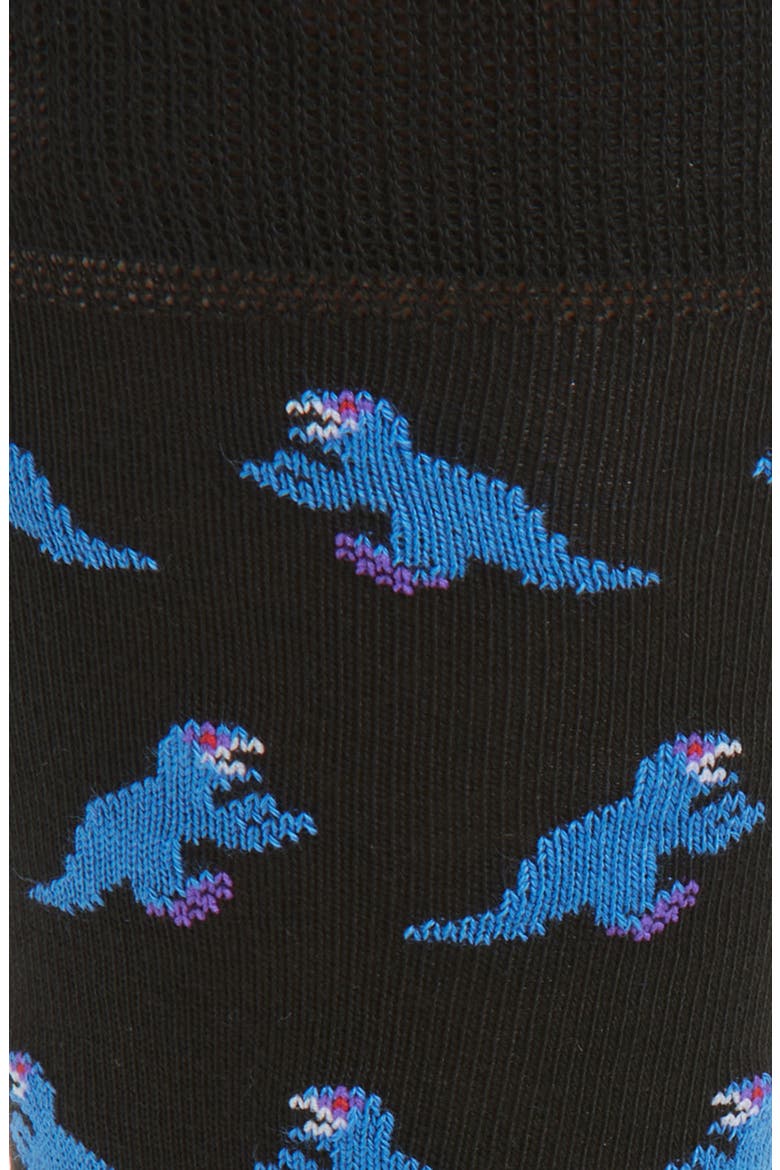 Dino Stripe Dress Socks, Alternate, color, 79_BLACK