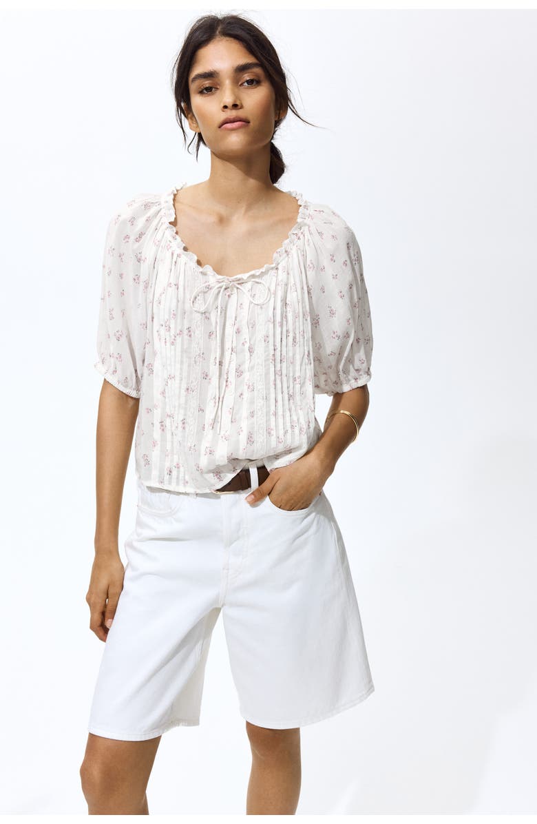 H&M Blouse with pintucks, Alternate, color, White/Floral