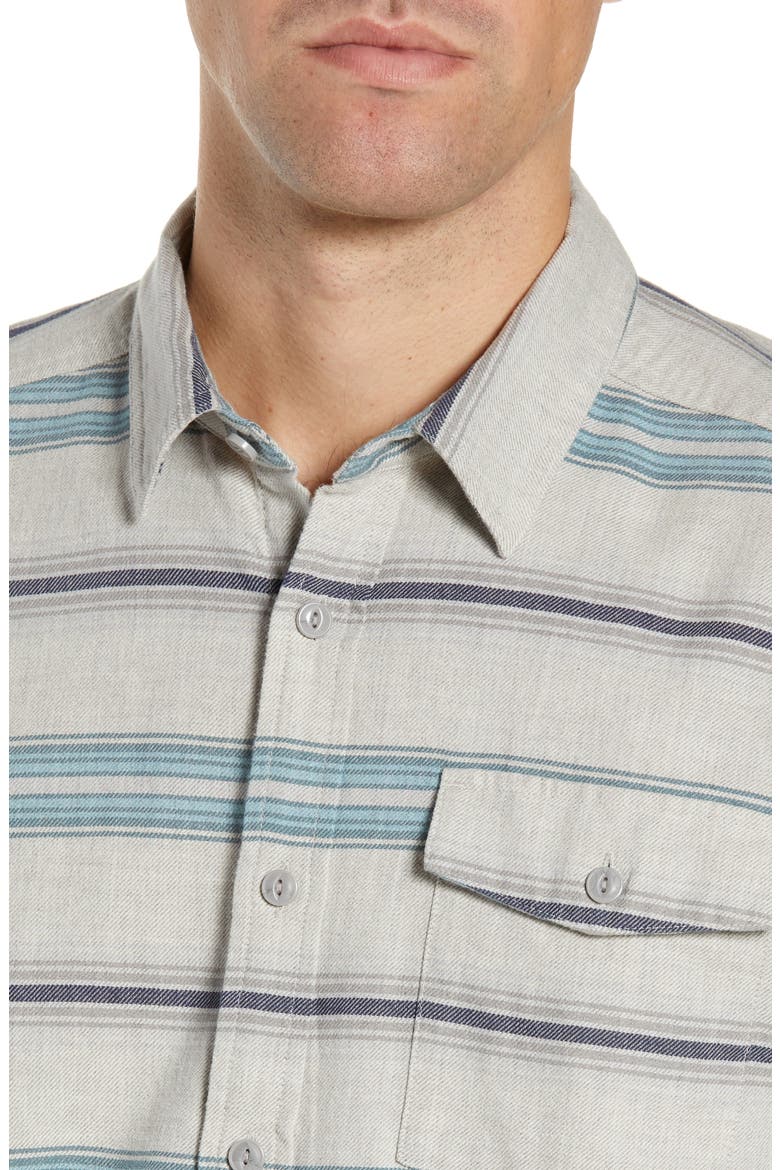 Regular Fit Organic Cotton Flannel Shirt, Alternate, color, TARKINE STRIPE DRIFTER GREY
