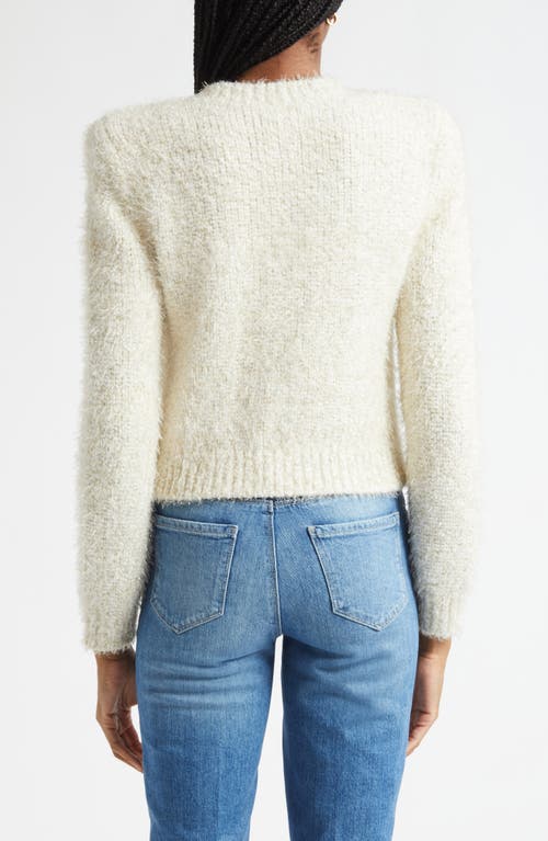 L'agence Una Crop Eyelash Tweed Cardigan In Neutral