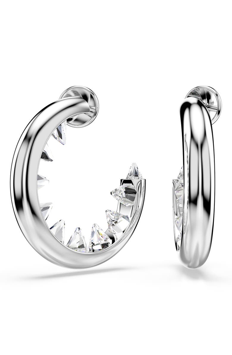 Swarovski Sublima Crystal Hoop Earrings, Main, color, Rhodium/ White