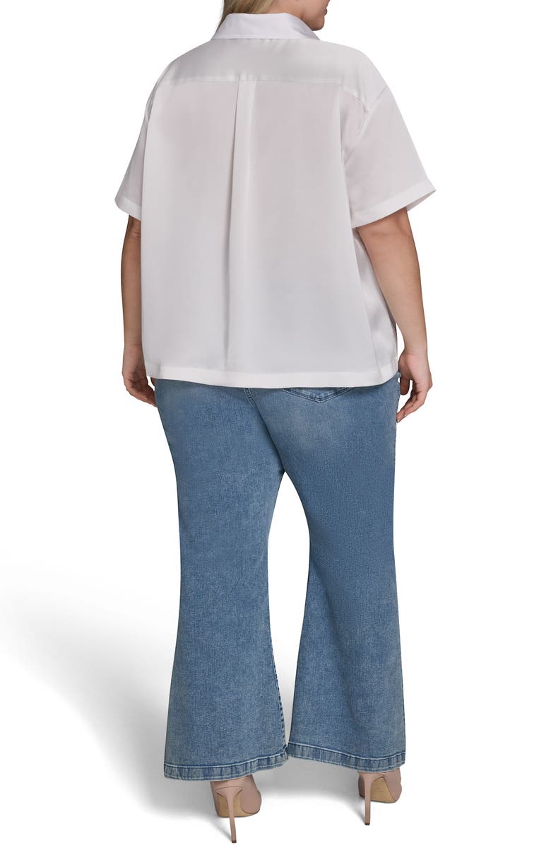 KARL LAGERFELD PARIS Floral Placement Print Button-Up Shirt, Alternate, color, Soft White Multi