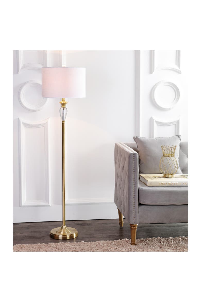 Evelyn Crystal / Metal LED Floor Lamp, Alternate, color, Brass Gold/Clear