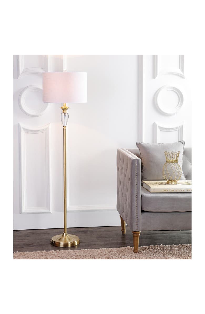 JONATHAN Y Evelyn Crystal / Metal LED Floor Lamp, Alternate, color, Brass Gold/Clear