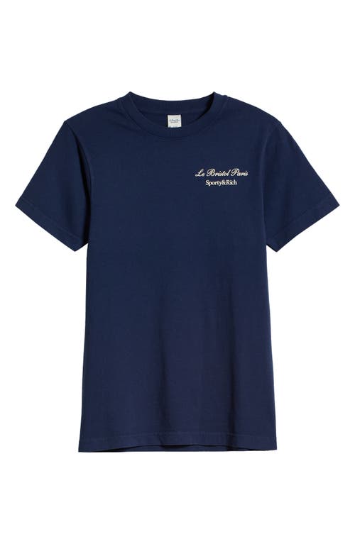 Sporty And Rich Sporty & Rich X Le Bristol Paris Faubourg Cotton Graphic T-shirt In Navy
