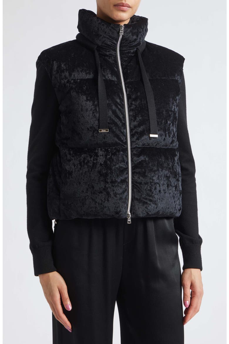 Velvet Down Puffer Vest, Alternate, color, 9300 NERO