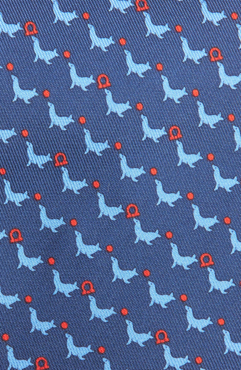 FERRAGAMO Seal Print Silk Tie, Alternate, color, Blu Scuro Rosso
