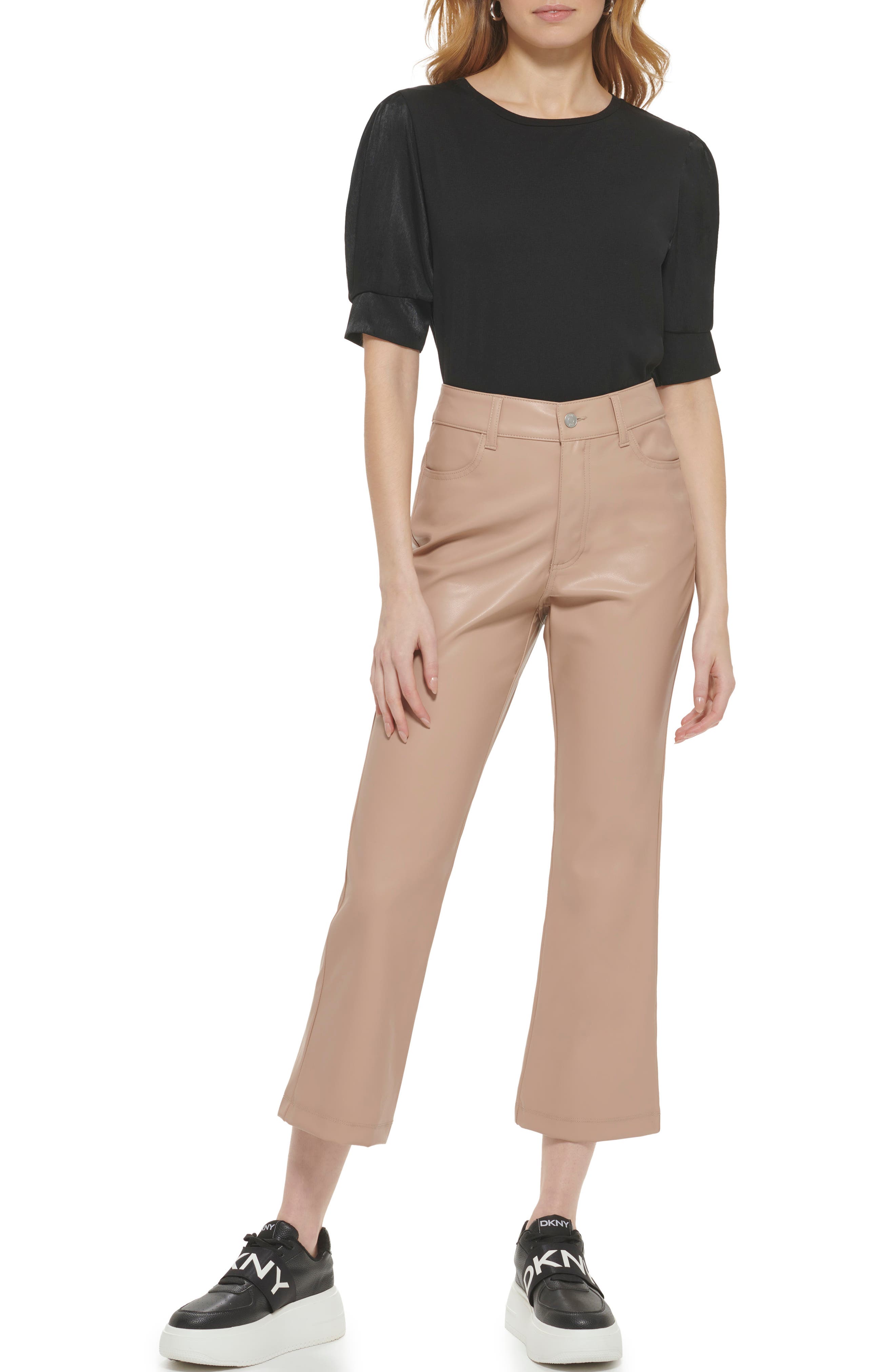 DKNY Butter Faux Leather Crop Pants (Women) | Nordstromrack