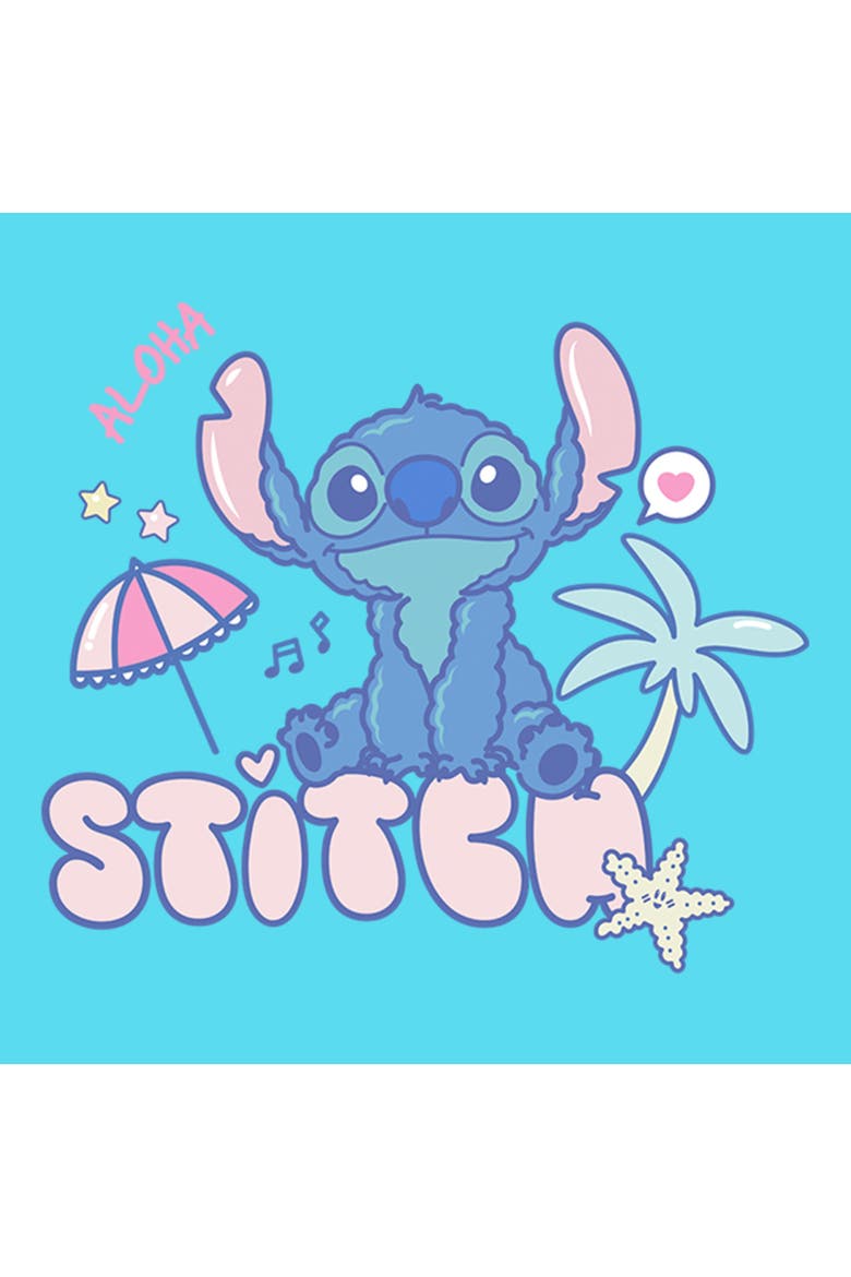 Girls' Aloha Beach Cute Stitch T-Shirt, Alternate, color, Blue