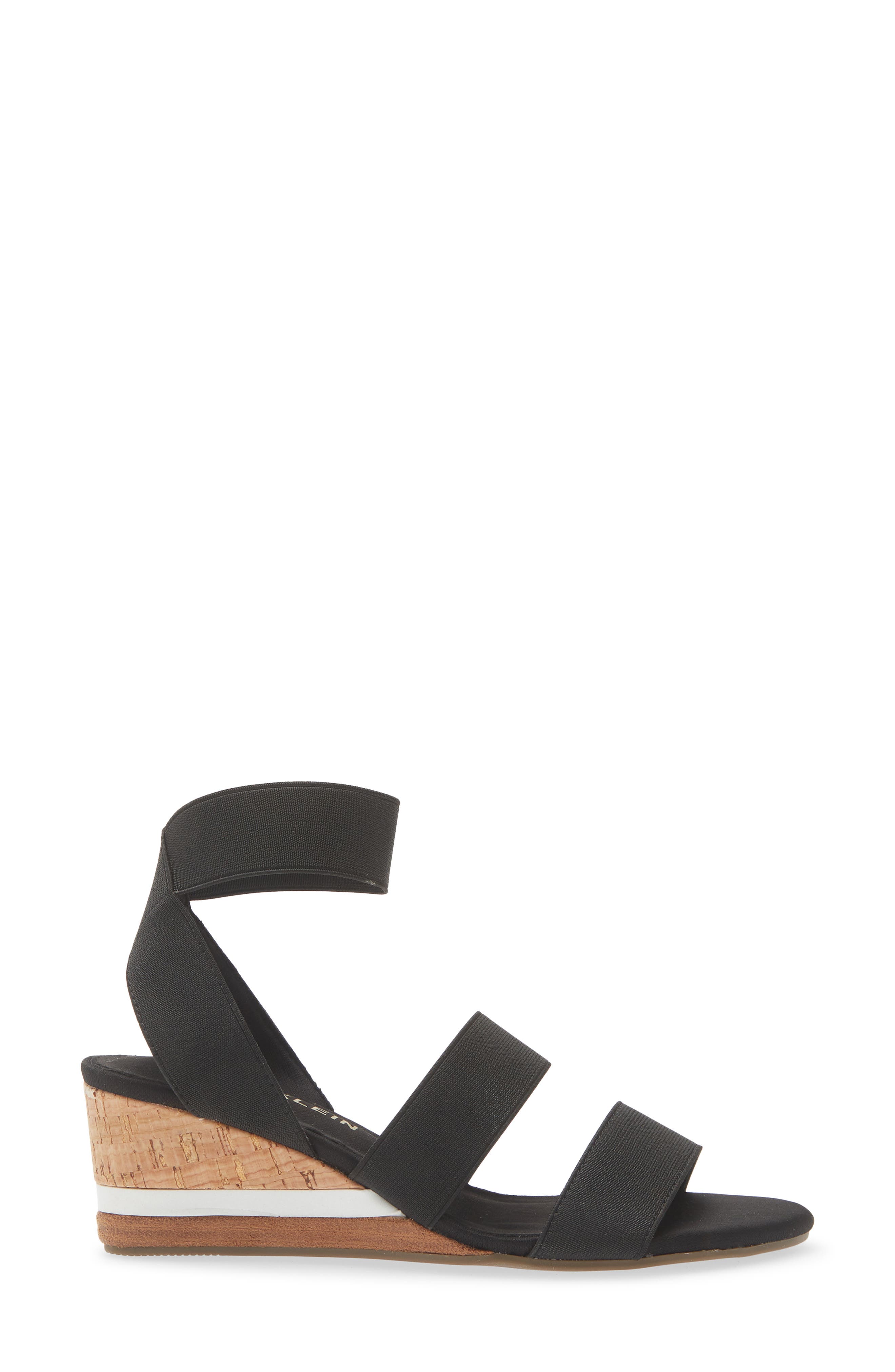 Anne Klein Barnett Wedge Ankle Strap Sandal, Alternate, color, Black