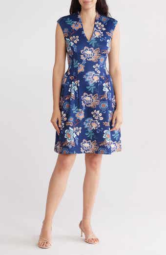 Vince Camuto Floral Scuba Knit Fit & Flare Dress