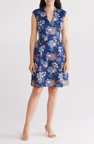 Vince Camuto Floral Scuba Knit Fit & Flare Dress