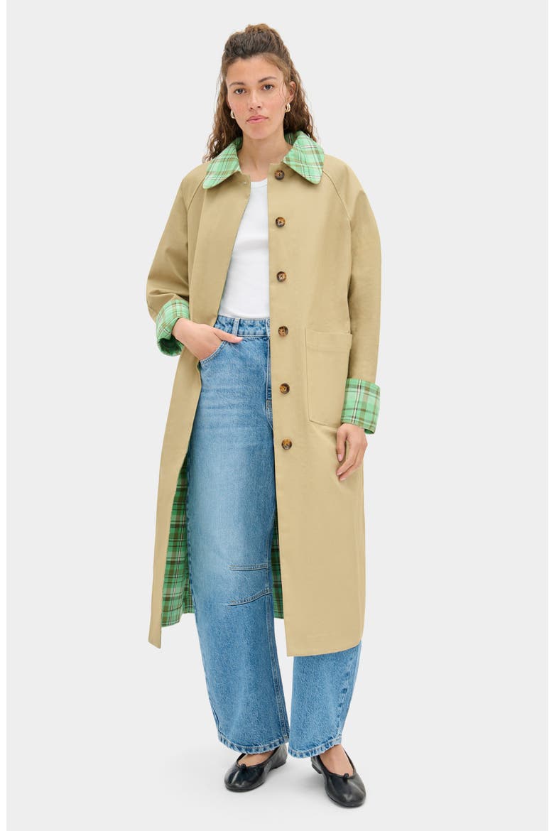 Barnaby Reversible Organic Cotton Trench Coat, Alternate, color, BEIGE/ GREEN