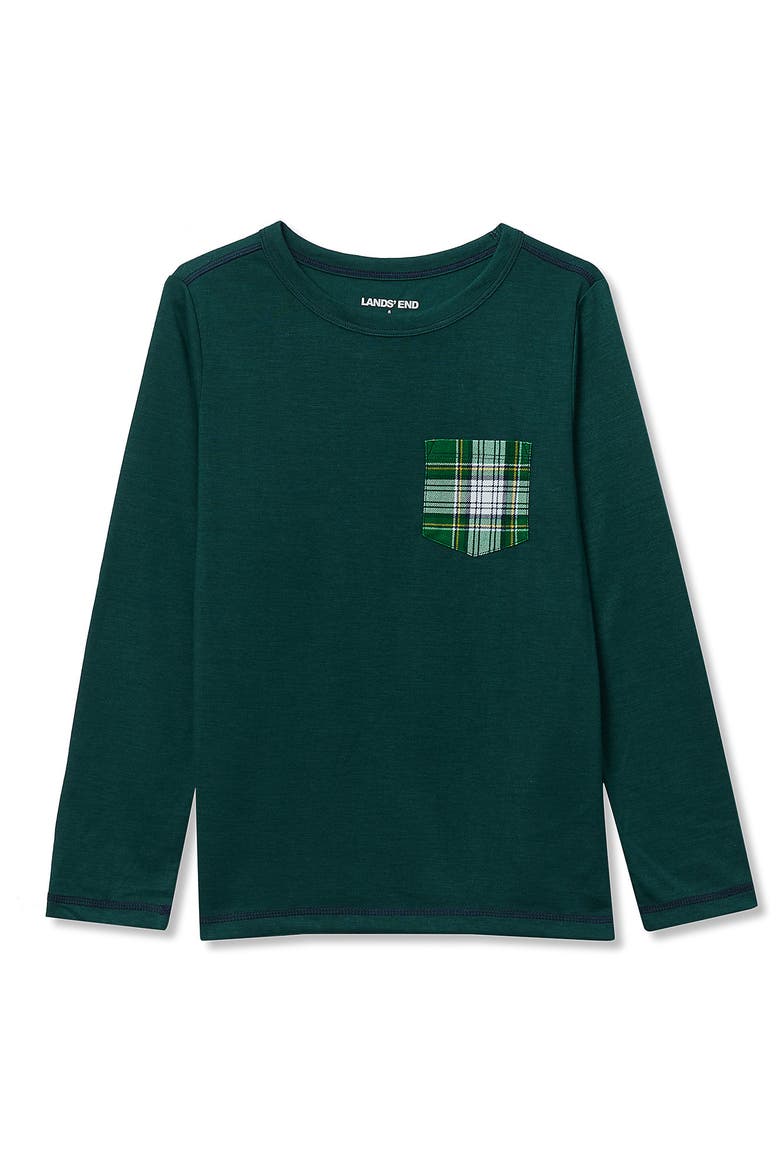 Kids Soft Jersey Sleep Top, Alternate, color, Emerald Plaid