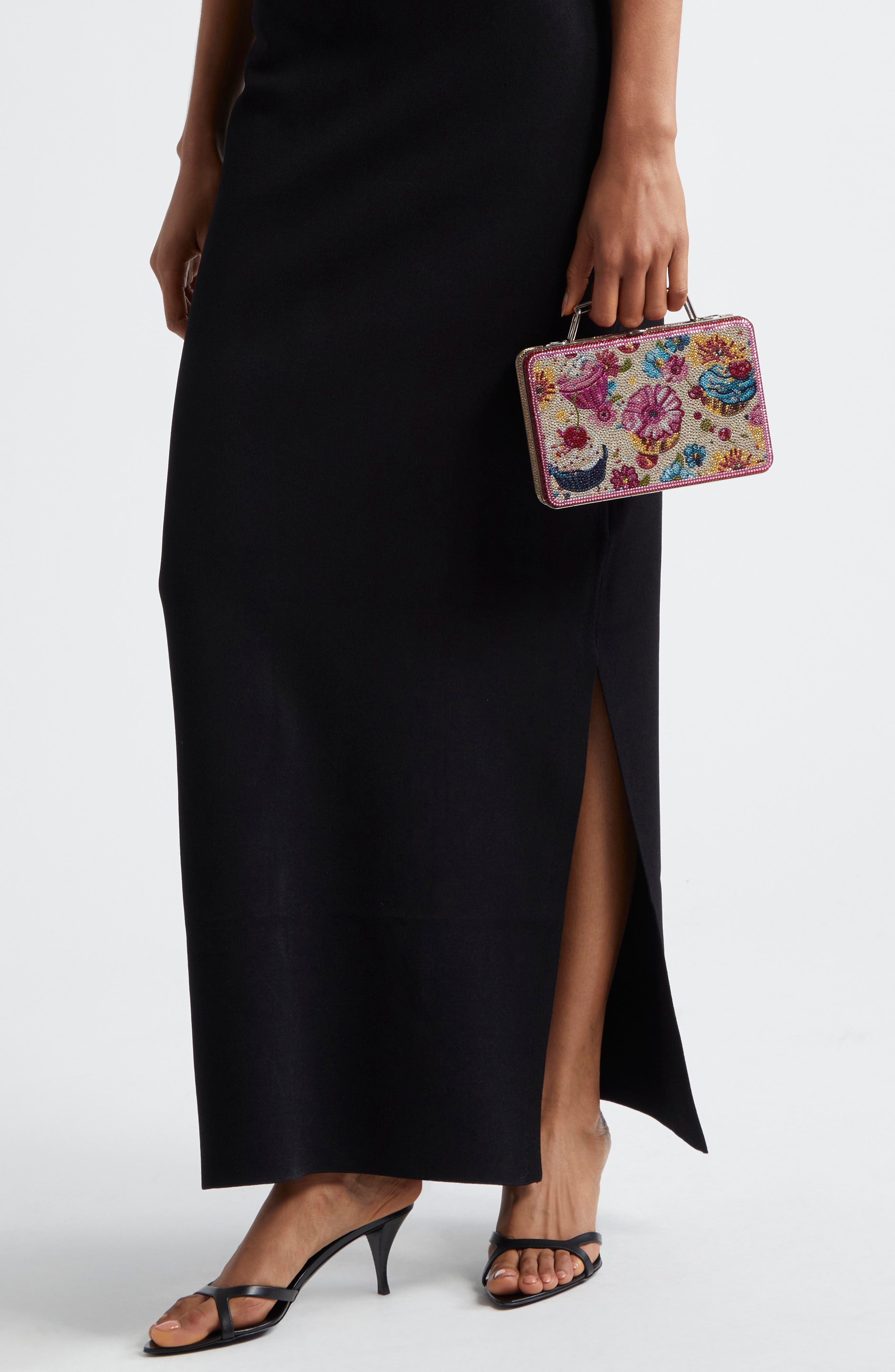 JUDITH LEIBER COUTURE Cupcakes Embellished Lunchbox Clutch, Alternate, color, 