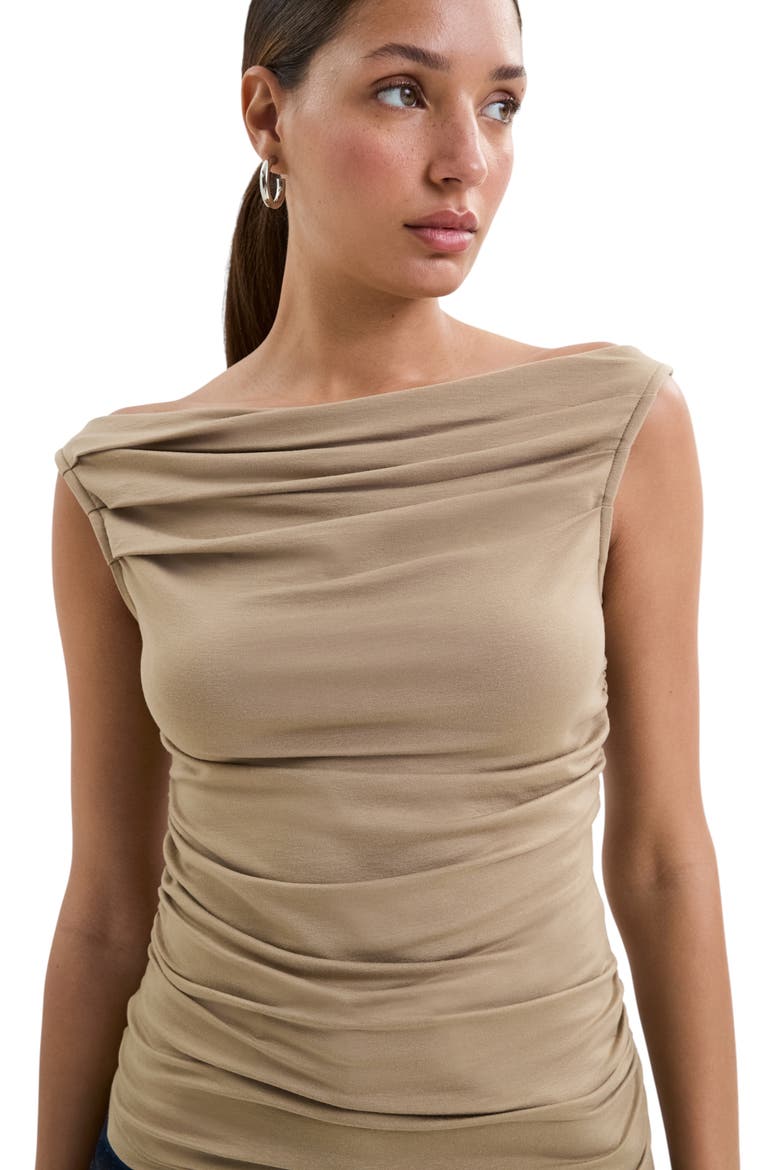 Cooper Ruched Boat Neck Top, Alternate, color, SAND