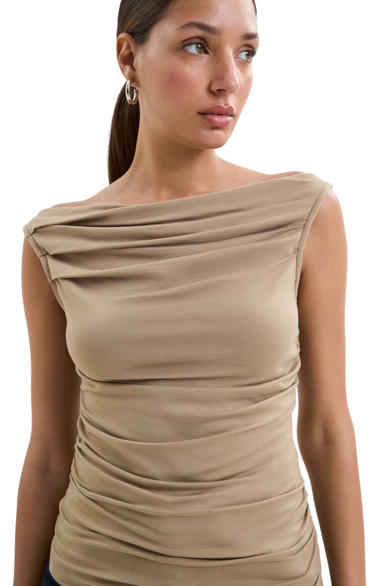 Marcella Cooper Ruched Boat Neck Top, Alternate, color, Sand