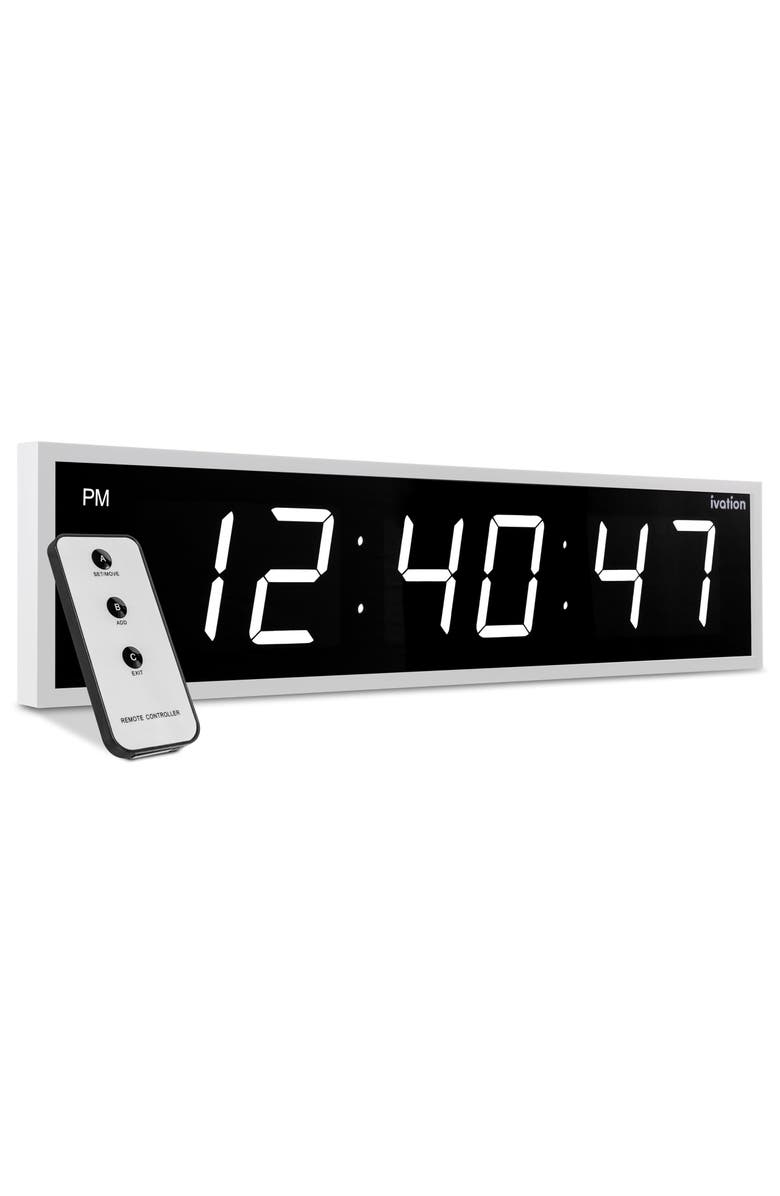 Ivation Large Digital Clock, 24 Led Wall Clock with 6-Level Brightness & Mounting Hardware, Main, color, White