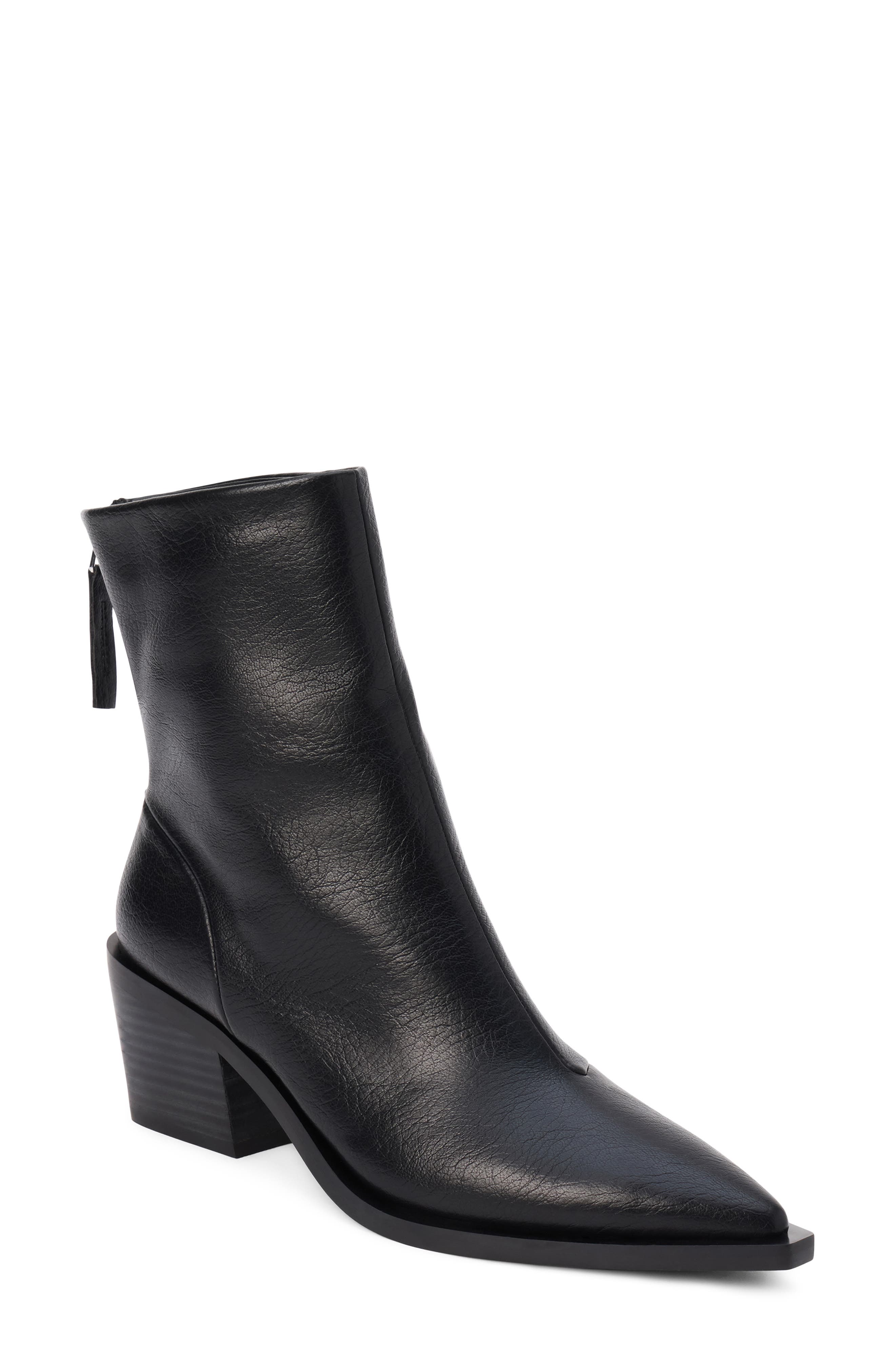 Matteo Croc Embossed Faux Leather Boot, Main, color, BLACK