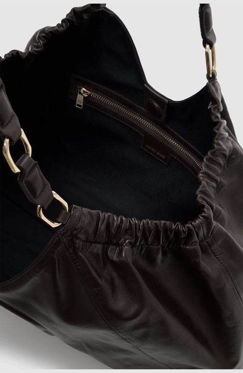 Anine Bing Medium Kate Embossed-logo Drawstring Tote Bag In Brown