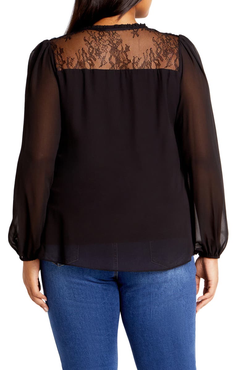 City Chic Greta Lace Trim Top, Alternate, color, 