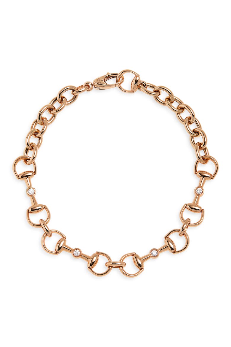 Horsebit 18K Gold & Diamond Bracelet, Main, color, ROSE GOLD