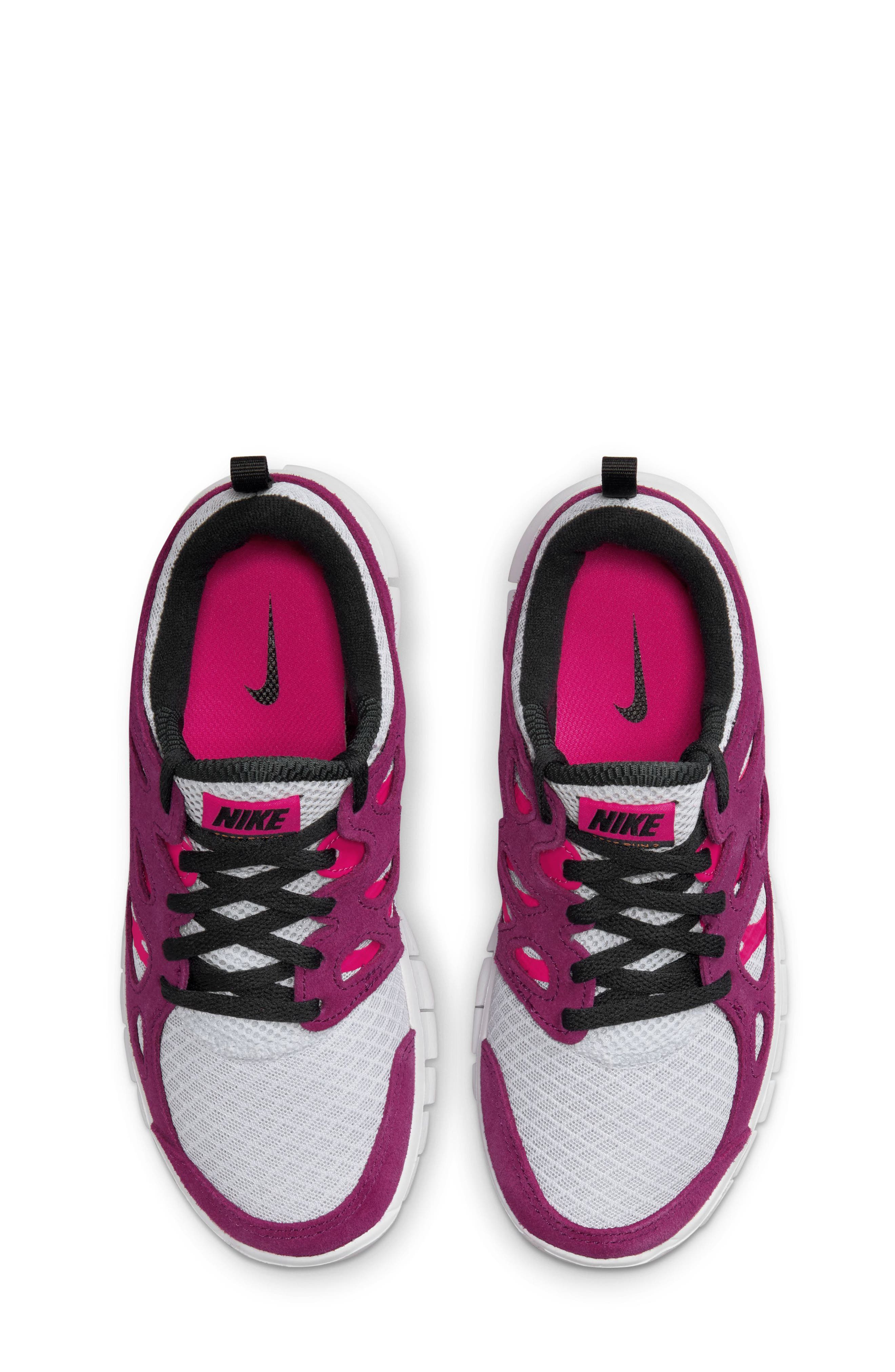Kids' Free Run 2 Sneaker, Alternate, color, PLATINUM/ BLACK/ SANGRIA