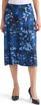 KASPER Floral Print Knit Skirt