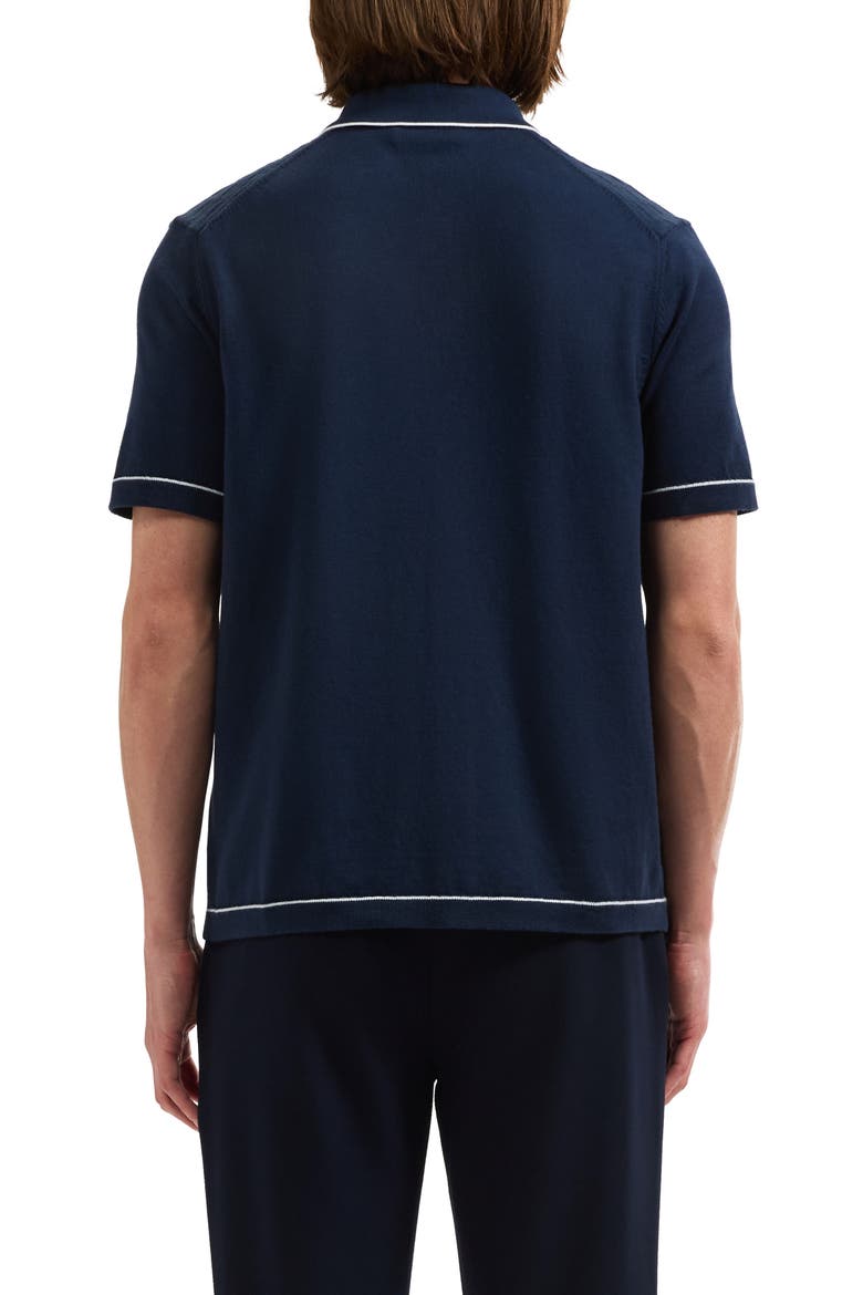 Short Sleeve Full Button Sweater, Alternate, color, NAVY