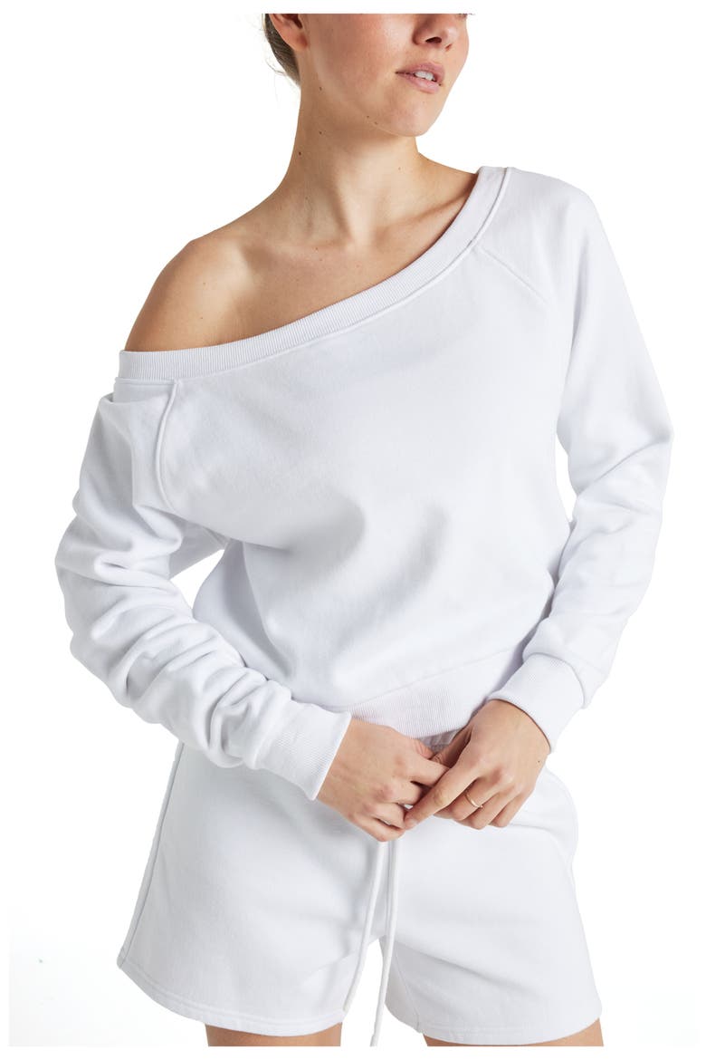 Off Shoulder Sweatshirt, Alternate, color, White