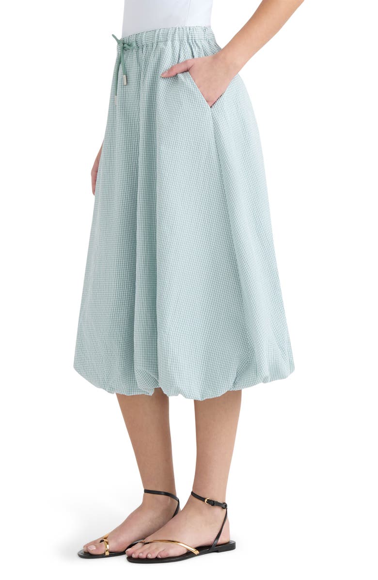 Hunter Gingham Bubble Hem Cotton Blend Midi Skirt, Alternate, color, Surf Spray