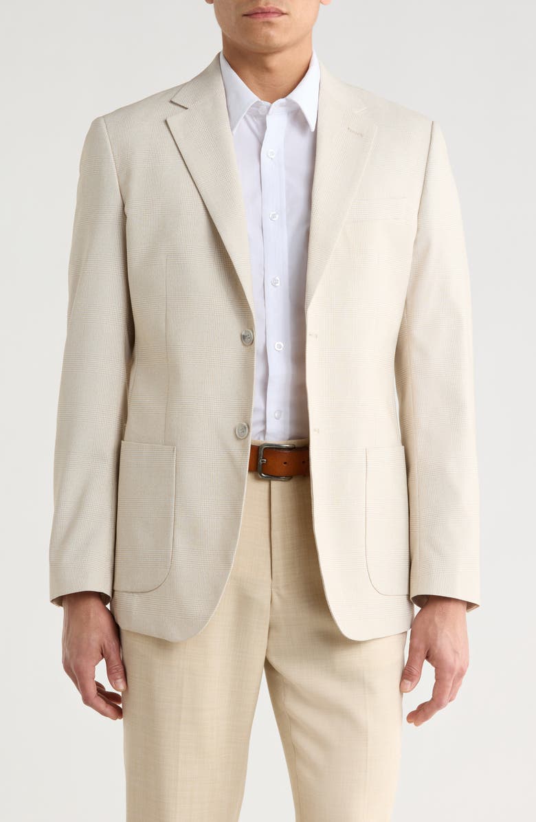 Tahari Slim Fit Plaid Sport Coat, Main, color, Tan