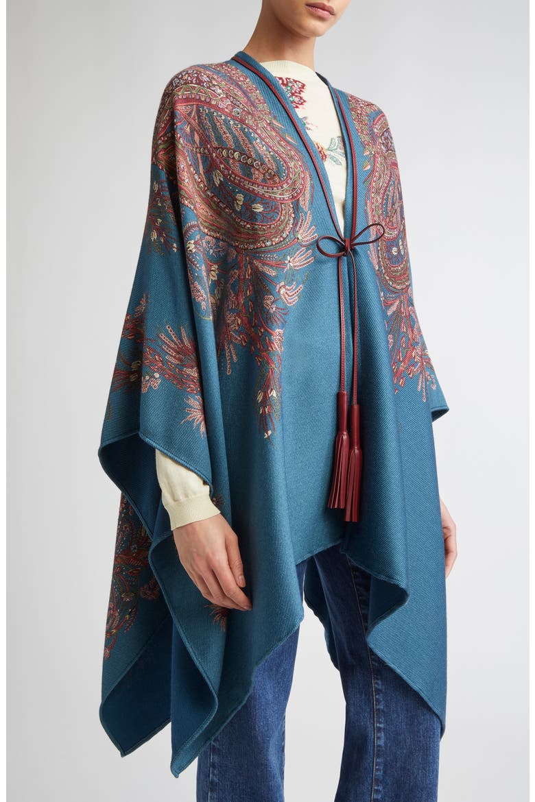 Paisley Print Cape, Alternate, color, X0883 PRINT ON BLUE BASE