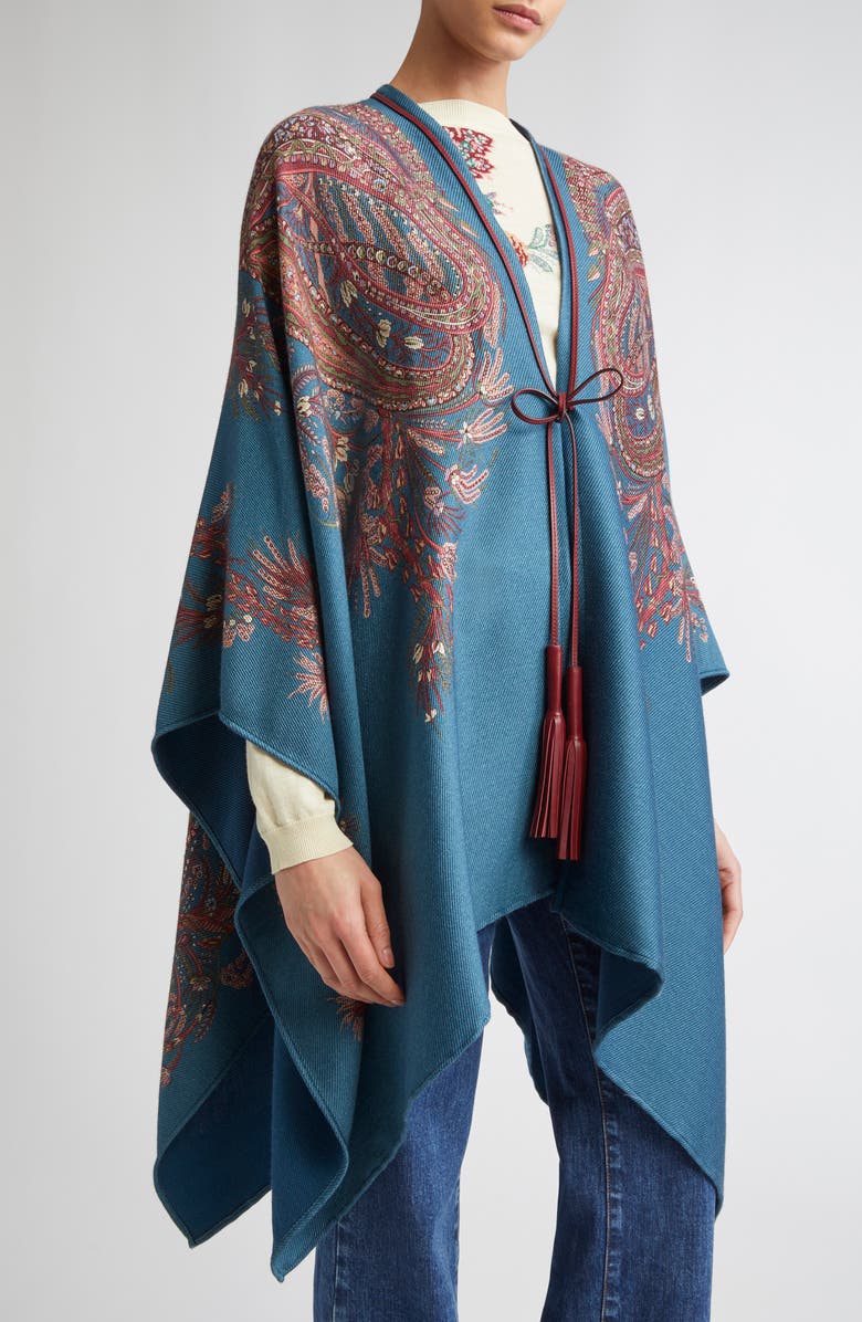 Etro Paisley Print Cape, Alternate, color,