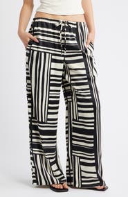 Topshop Tie Waist Wide Leg Satin Trousers