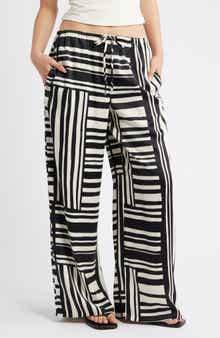 Topshop Tie Waist Wide Leg Satin Trousers