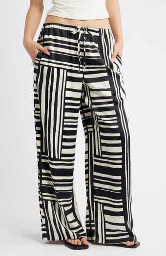 Topshop Tie Waist Wide Leg Satin Trousers